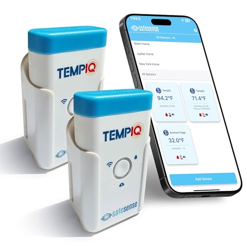 TEMPIQ Remote WiFi 2-Pack Temperature & Humidity Sensor - App Integration, Alerts, Helps Monitor 2nd Home, AirBnb, RV, Pets,Freezer and Server Room, Indoor & Outdoor Hygrometer & Thermometer - style: 2-Pack (Lithium Batteries)