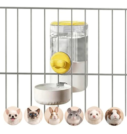 34oz Hanging Gravity Auto-Refill Water Bowl for Small Animal Cage | Visible Water Level, Keeps Floor Space Clear, Secure Cage-Mounted Placement, Detachable for Routine Cleaning - color: Yellow