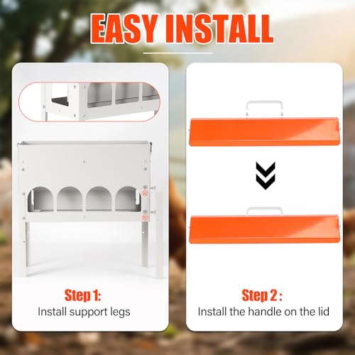 17Lbs Chicken Feeder No Waste Poultry Feeder 10 Feeding Ports | Base No Buildup-No Waste, With Secure Locking Lid & Adjustable Legs, Galvanized Metal, Coop Food Dispenser For Backyard Flock