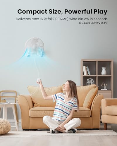Koonie 8'' Wall Mount Fan, Quiet Small Wall Fan with Timer, 8.2ft Wired Remote, 80° Oscillation, 100° Adjustable, 3 Speeds High Velocity for RV Bedroom Kitchen Office Garage, White - color: White Fan, size: 8in