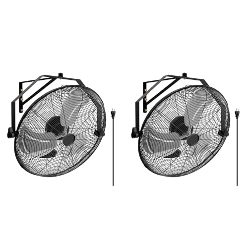 Simple Deluxe 20 Inch High Velocity Wall Mount Fan with Rack and L-Iron, 3 Speed Industrial/Commercial Metal Ventilation Fan, 2 Pack - size: 20 Inch with L-Iron, style: 2 Pack