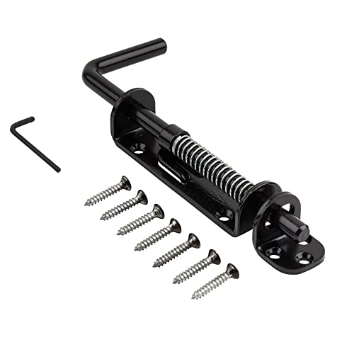 National Hardware N109-214 V1142 Spring Loaded Heavy Duty Sliding Door Bolt Latch - Black Steel Security Lock for Gates, Sheds and Stalls - Left or Right Hand Operation - color: Black