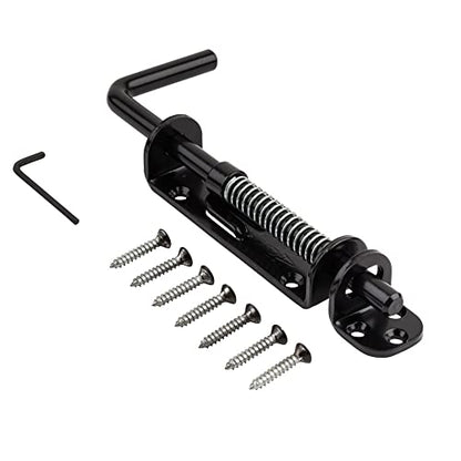 National Hardware N109-214 V1142 Spring Loaded Heavy Duty Sliding Door Bolt Latch - Black Steel Security Lock for Gates, Sheds and Stalls - Left or Right Hand Operation - color: Black
