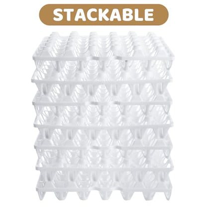12 Pack Plastic Egg Tray Egg Crates, Stackable Egg Cartons Flats Each Holds 30 Eggs, Bulk Egg Trays for Home Chicken Farmers to Packing, Storage, Shipping Eggs - White