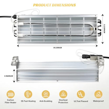 600W Chicken Coop Heater, Carbon FiberChicken Heater for Coop with Adjustable Heating Settings & Hanging Height (600W) - color: 600W