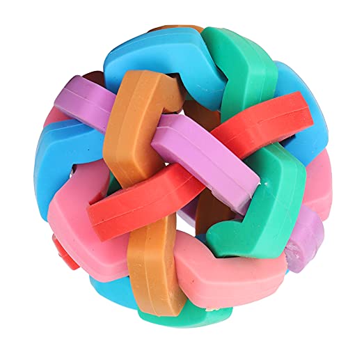 Zerodis Bell Ball Toy for Dogs Puppies Mini Pigs Interactive Squeak Pet Toy with Chew TPR Material Teething Relief Boredom Relief Training Fun (M) - size: M