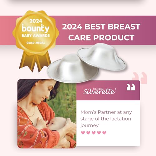 Silverette® The Original Silver Nursing Cups, Nipple Covers for Breastfeeding Essentials, Pure 925 Silver Nipple Shields - color: Medium - XL