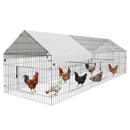 NUGRIART Portable Chicken Coop with Run, 130"×40" Poultry Cage with Waterproof Cover for Small Backyard Flocks, Chickens, Ducks, Rabbits & Small Animals - size: 130.0"L x 40.0"W x 40.0"H