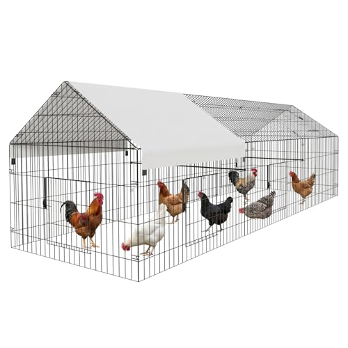 NUGRIART Portable Chicken Coop with Run, 130"×40" Poultry Cage with Waterproof Cover for Small Backyard Flocks, Chickens, Ducks, Rabbits & Small Animals - size: 130.0"L x 40.0"W x 40.0"H