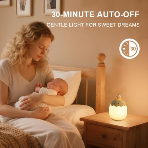 Silicone Night Light for Kids, Egg Baby Nursery Night Lamp with 3-Level Dimming & 30-Min Timer, Portable nightlight for Kids Bedroom,Birthday Cake-Shaped Night Light - color: White-Birthday Cake
