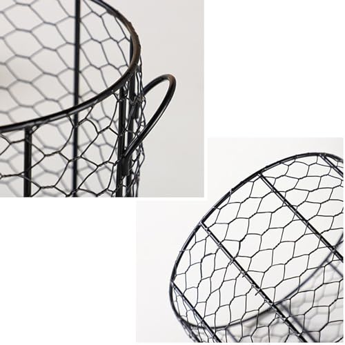Chicken Egg Basket, Chicken Egg Holder, Black Wire Chicken Egg Collection Baskets with Ceramic Lid and Handle for Gathering Fresh Eggs, Farmhouse Style Egg Storage Container for Kitchen(Yellow) - color: Yellow