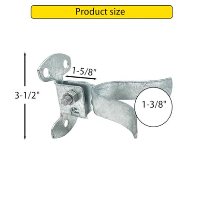 Flat Back Wall Mount Fork Gate Latch for Chain Link Fence, Galvanized Steel with Padlock Hole, Fits 1-3/8" Gate Frame, Includes Screws for Wood Post and Farm Gate (2-Pack)