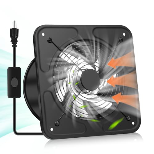 YOZON 8-Inch Kitchen Exhaust Fan with Switch, 700CFM Garage Exhaust Fan, Ventilation Fan with Backdraft Damper for Attic, Workshop, Window, Smoking Room - size: 8 inch