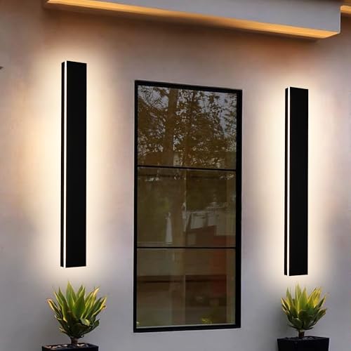 2PCS 40in Long LED Outdoor Wall Lights Dimmable Outdoor Wall Sconce 30W LED Linear Exterior Light Fixture for House Garage Courtyard, 3000K-6000k, Suit for US Standard Junction Box - size: 40in