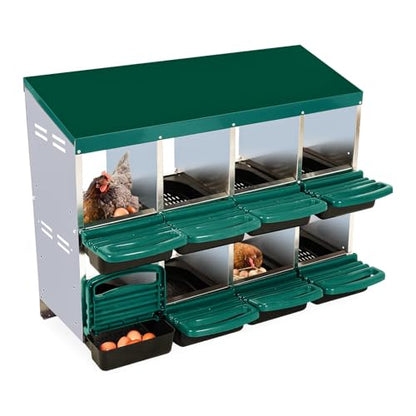 Chicken Nesting Box,8 Compartment Roll Away Nesting Box for Laying Eggs,Wall Mount Chicken Nesting Boxes,Easy Egg Collection,Cleanable Pull Out Hen Roosting Boxes 8 Hole - color: green, size: 8 holes