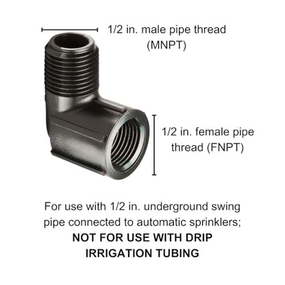 Rain Bird SWGS050S EZ Pipe Elbow Fitting, 1/2" Female Pipe Thread x 1/2" Male Pipe Thread, 1-Pack - size: 1 Pack, style: 1/2" MNPT x 1/2" FNPT Elbow