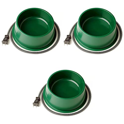 Farm Innovators QT-1 1 Quart Electric Heated Pet Water Bowl with Thermostatic Control and Anti Chew Cord Protector, 25 Watt, Green (2 Pack) - size: 1 Qt