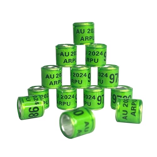100Pcs Multicolor 8mm Aluminium Leg Rings for Poultry, 2026 AU Marked Bird Foot Rings with Words, Durable Chicken Leg Rings, Ideal for Chickens, Doves, Quail, Baby Birds, Durable and Reusable - color: Green
