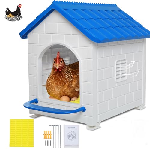 Nesting Boxes for Chicken, 100% Waterproof Hens Nesting Box for Laying Eggs for Hens, Ducks and Poultry, Large Signle Compartment Chicken Nesting Boxs Indoor & Outdoor (Blue) - color: Blue, size: 15.7"D x 14.3"W x 17.3"H