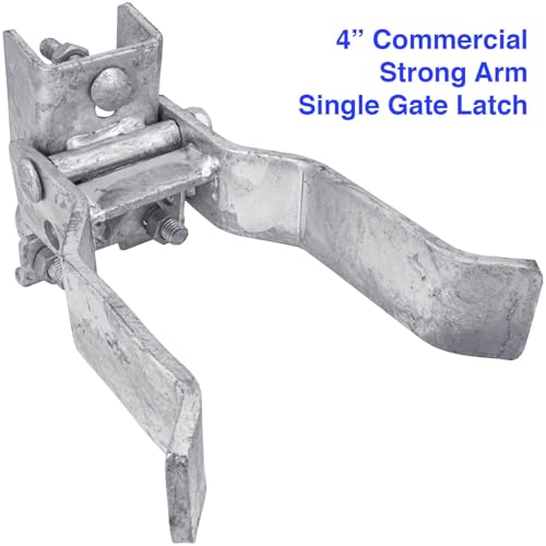 Commercial Single GATE Strong Arm Latch for 4" Fence Post - and 1-5/8" Thru 2" Chain Link or Round Pipe Gate Frames - size: 4" Single Gate