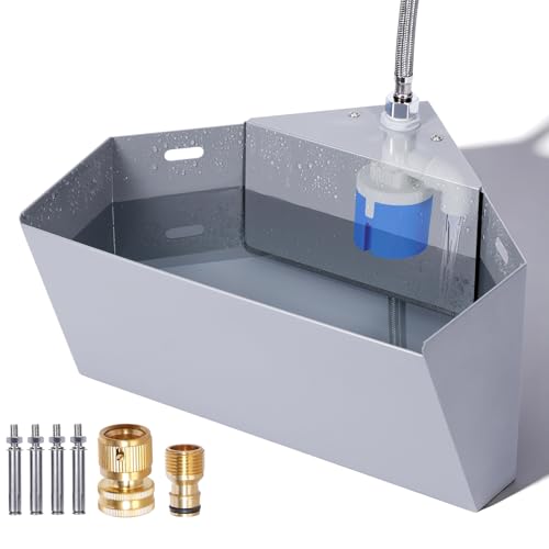 Automatic Dog Water Bowl, 1.6 Gallon Automatic Waterer with Float Valve, Self-Filling Dog Water Dispenser for Large Breed, Hanging Dog Water Feeder for Crate & Outdoor Use