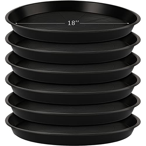 Eccliy 6 Pack Plastic Plant Saucer Heavy Duty Planter Saucers Large Plant Pot Saucers Plastic Water Trays for Indoors and Outdoors Flower Plant Plant Drip (Black,18 Inch) - color: Black, size: 18 Inch