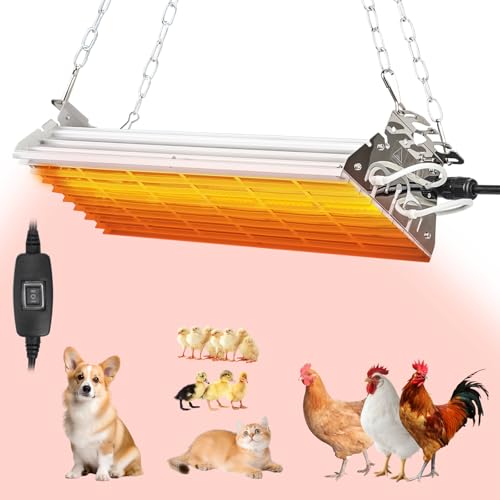 Chicken Coop Heater Large Chicken Heat Lamp, 400 Watt Two-Stage Temperature Chicken Brooder Lamp, Chicken Coop Accessories Carbon Fiber Coop Heater for Chicks, Ducks, Poultry House - color: 400W Rectangle