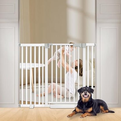 41'' Extra Tall Baby Gate for Large Dogs Pets Indoor No Jumping Over, 46-54.7'' Wide Heavy Duty Puppy Gate for Doorways, Pressure Mounted Metal Gate for Child Toddler No Tools Needed(White) - size: 46-54.7'' Wide