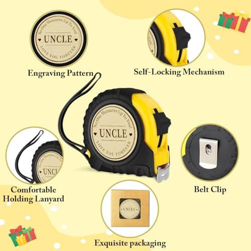 Fathers Day Christmas Birthday Gift for Uncle Engraved Tape Measure | 25 FT Tool Woodworker Carpenter Gifts for Handicraft Enthusiasts Uncle - color: Uncle