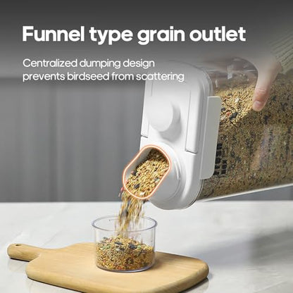 3 Qt/2.8 L Bird Seed Storage Container with Lids Airtight Measuring Cup, Bird Seed Dispenser Pet Food Container Are Used to Store Bird Food, Chicken Feed BPA Free (2.8L, Green) - color: 2.8L/Green