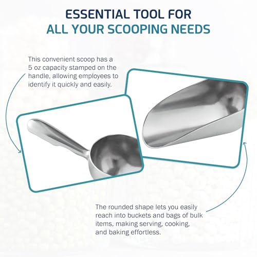 OCS Parts Aluminum 7.5-Inch Food and Ice Scoop | 5-Ounce | Professional Grade Scooper for Ice, Flour, Candy, Sugar, Rice, Popcorn, Coffee, and Beans for Home or Commercial Kitchens - size: 5-Ounce