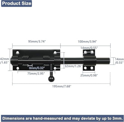 Alise Slide Lock SUS304 Stainless Steel Gate Latch, Slide Bolt Latch,Thickened Heavy Door Latch Lock,8 Inch Black Barrel Bolt Latch, Security Slide Latch Lock - color: Black, size: 8 Inch (Regular)