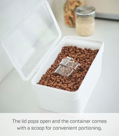YAMAZAKI Home Tower Airtight Pet Food Storage Container - Cat And Dog Food Holder Bin With Transparent Lid And Handle - Small - Polypropylene - 0.8 Gallons, 3 Liters - color: White, size: Small