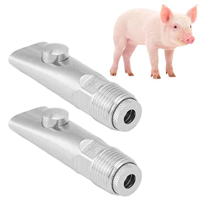 2PCS Stainless Steel Automatic Pig Nipple Water Drinker Feeders, Pig Nipple Waterer, Hog Nipple Waterer, Heavy Duty Water Drinker Feeder Watering Nipples for Piglets, Sows Drinking(#1)