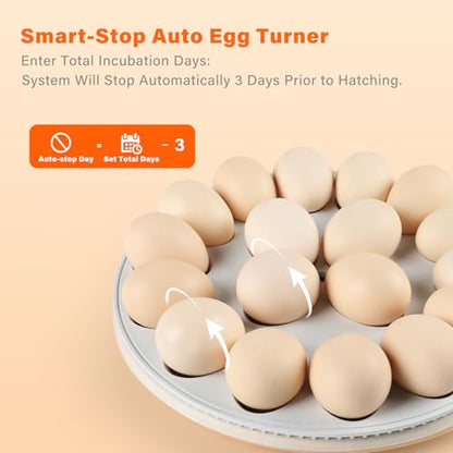 Egg Incubator for Hatching Eggs: Automatic Turner with ±1°F Temperature & Auto Humidity Control - 21-Day Stable Hatching for Chickens - 12-18 Eggs Per Batch - No Assembly