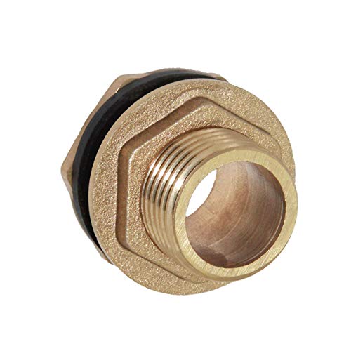 Joywayus 1" Male And No Female Inside Soild Brass Water Tank Connector Bulkhead Tank Fitting With Rubber Ring Stablizing - size: No Female - 1" Male