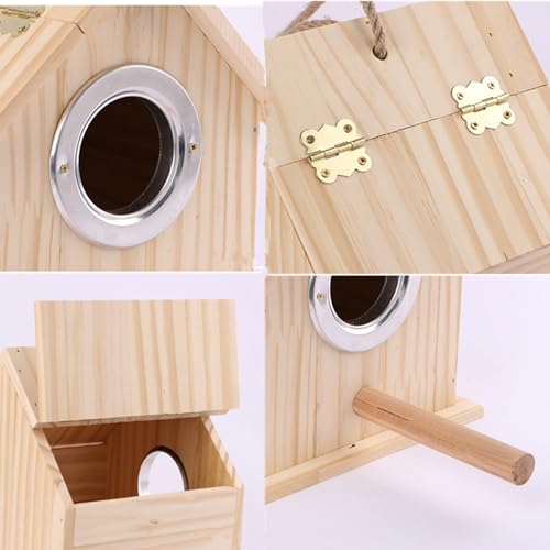 Parakeet Nesting Box Parrot Wooden House Bird Breeding Nest Warm Mating Box | With Stand Perch, Parrotlets Aviary Cage Budgie Mating Box for Lovebirds, Cockatiel, Budgie, and Small Birds - size: 5.9 x 5.12 x 6.57 inch
