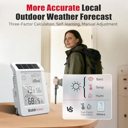 BaldrTherm Outdoor Indoor Thermometer Wireless Weather Station, Dual-Zone Childroom Temp Humidity Monitor, Auto Smart Backlight,Temp/Humidity/Barometric Trend Visualization, White&White - color: White&White