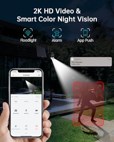 ZUMIMALL 4G LTE Cellular Security Cameras Wireless Outdoor, 2K No WiFi Cameras for Home Security with 360° View, Color Night Vision, 2-Way Talk, AI Detection, Built in SIM Card, Black - color: Black-3MP-4G