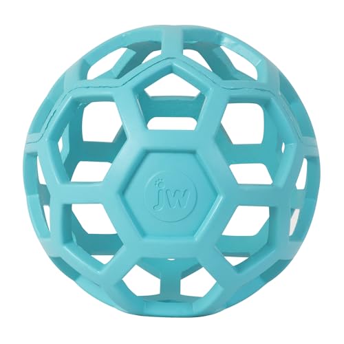 JW Pet HOL-ee Roller™, Dog Toy Puzzle Ball, Natural Rubber, Large (5.5” Inch Diameter), Blue - color: Blue, size: 5.5 Inch
