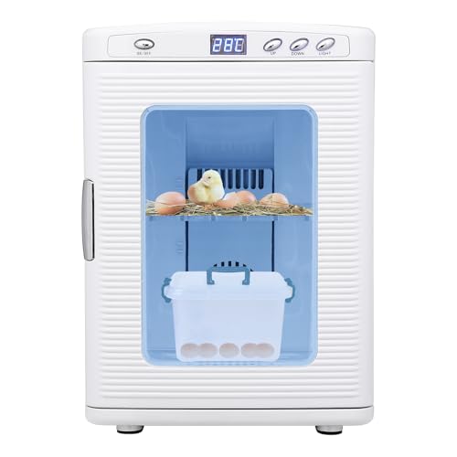 25L Egg Incubator for Hatching Eggs, Digital Reptile Incubator with Intelligent Temperature Control 10–60°C, Portable Chicken Quail Turtle Egg Hatching Incubator with LCD Display, White - color: White