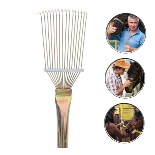 POPETPOP Horse Grooming Tools 2pcs Horsehair Wool Comb Metal Rake Livestock Hair Brush Cleaning Horsehair Brush