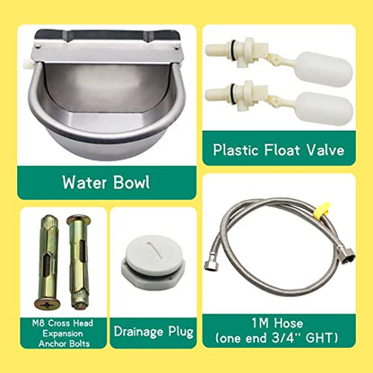 Automatic Horse Drinking Waterer Bowl,Upgrade Stainless Steel Farm Livestock Water Dispenser with Drain Hole and Float Valve for Horse,Dog, Chicken,Goat,Pig (B)