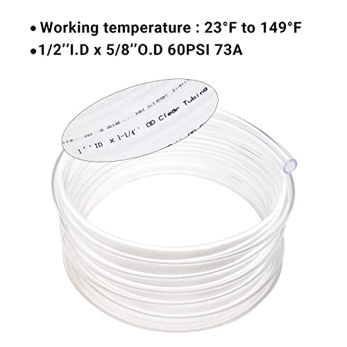 Clear Plastic Tubing 1/2" ID × 5/8" OD -100 Ft Dimensions 60PSI,Flexible Vinyl Tubing BPA Free Non-Toxic, Multipurpose Hybrid Clear Reinforced Tube with 2 Screw Clamps - size: 1/2'', style: 100 feet