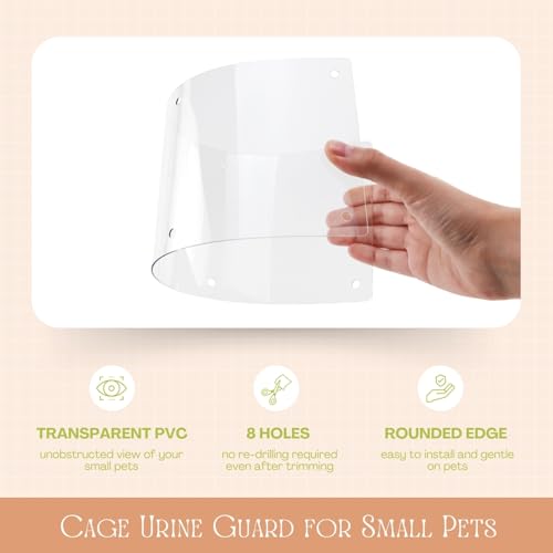 12 Pack Transparent PVC Urine Guard for Small Pets - 14”x5” Trimmable Cage Edge Liner with DIY Letter Stickers & Zip Ties, Personalize Plastic Side Lining for Rabbits Guinea Pigs Hamsters Ferrets