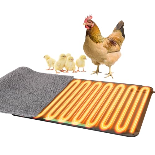 Heated Chicken Pad for Brooders, Small Animal Pet Heating Pad, Warming Chick Nesting Pad with Chew Resistant Cord, Automatic Temperature, Waterproof Chicken Coop Heater Pad, 12 x 17 in, Black, 35W