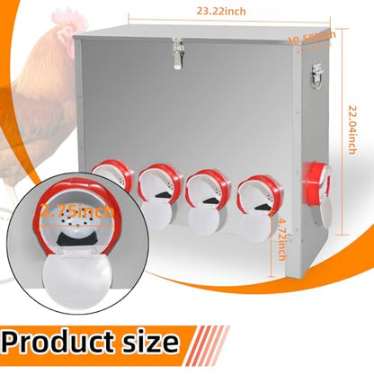 Automatic Poultry Chicken Feeder No Waste Metal Large Capacity 88 lbs Feeders for Chickens Ducks, Geese Bantams Pheasants Coop Weatherproof (10-Port) - size: 10-Port