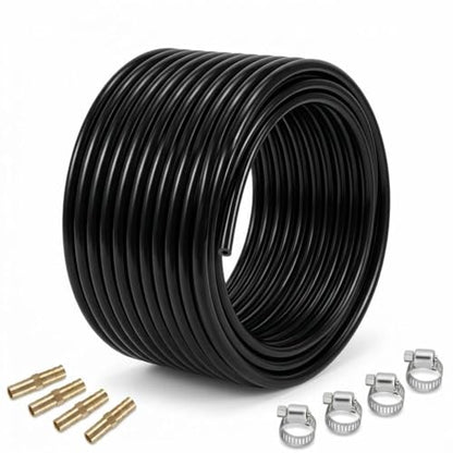 All-Weather 328ft Weighted Pond Tubing, 45 lbs Heavy Duty Self Sinking Pond Hose with 8 Clamps, Anti-Kink Flexible Pond Aerator Tubing for Aquaculture and Water Recirculation - size: 3/8" id - 328ft