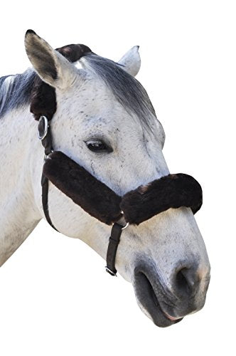 ECP Equine Comfort Products Merino Sheepskin Halter Fleece Set for Horses, 100% Natural Wool, Chafe Protection, Breathable Relief & Cushioned Comfort, Machine Washable, 4-Piece Set, Brown - color: Brown