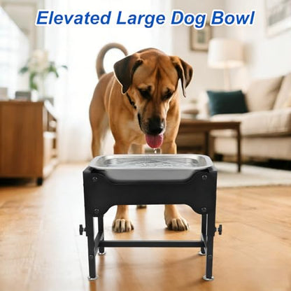 YUEPET 1.25 Gallon Elevated Dog Water Bowl for Medium Large Dogs Stainless Steel Dog Bowl with 4 Heights Adjustable Metal Anti-Slip Stand Pet Bowl for Joint Pressure Relief Indoor Outdoor Use - size: 1.25 Gallon